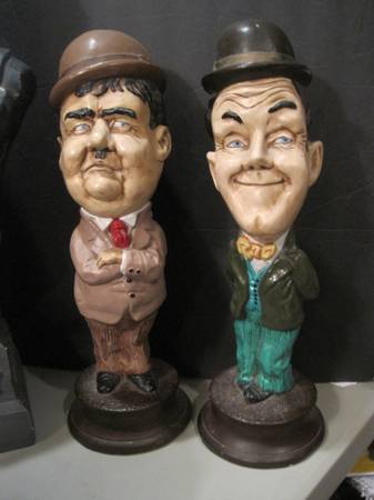 Vintage Laurel and Hardy 16 Inch Chalk Ware Figures 1