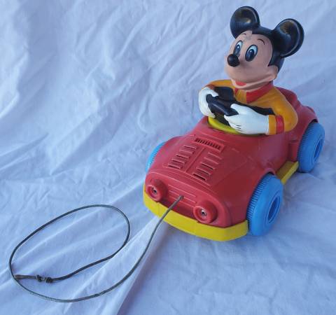Kohner 1973 Walt Disney Mickey Mouse Car Pull Toy 1