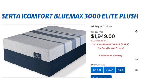 Serta Queen iComfort BlueMax Mattress-Immaculate! 1