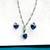 Solid Sterling Silver Blue & Clear CZ Earring and Necklace Set 1 thumbnail