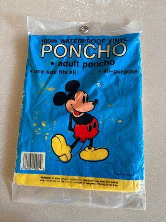 New-Heavy Duty Mickey Mouse Rain Poncho—Never Opened/Factory Sealed 1
