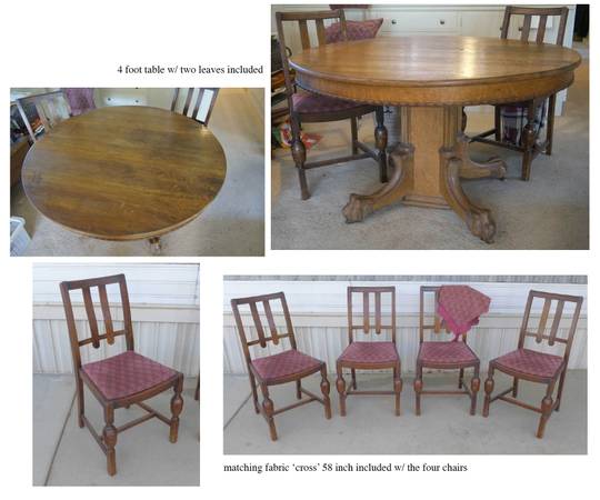 Lion Paw Foot 2 Leaf Dining Game Table, chairs 1