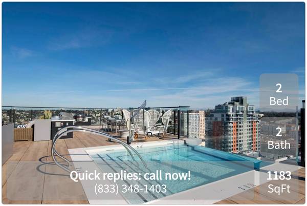$4,635 / 2br - 1183ft2 - Rise above it all! Gorgeous high-rise 2 bed / 2 bath in San Diego (San Diego - Little Italy)64037219230211122