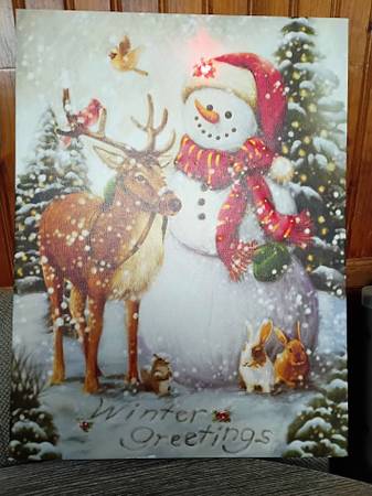 NEW! Christmas Light Up Wall Hanging 12x16 1