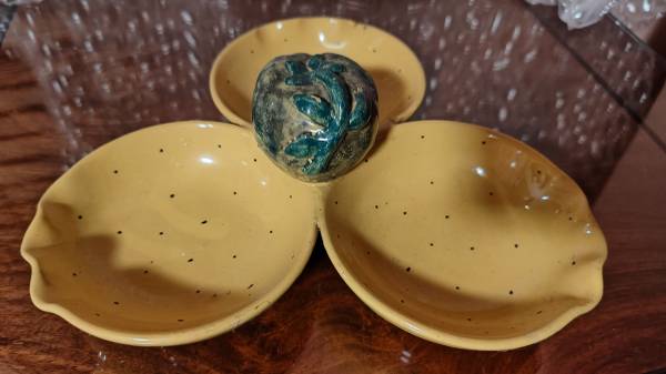 Tri Section Appetizer Platter Condiment Server with Decor Fruit 1