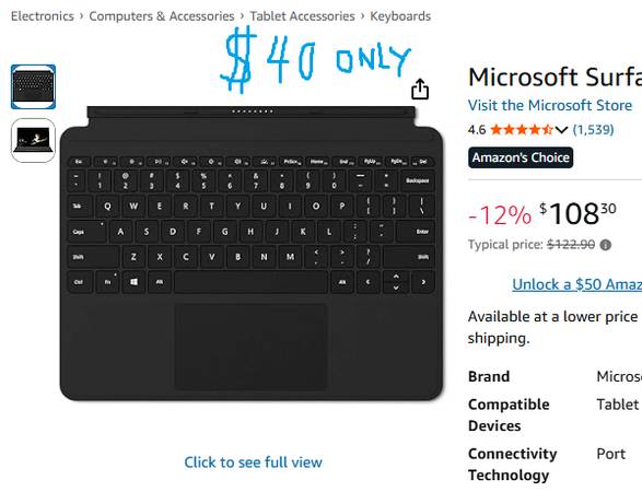 Brand new original Microsoft Surface Go 10.5” Type Keyboard Model