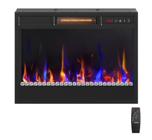 Fireplace Heater Insert Electric w/Remote Control 23in 1000-1500W NEW 1