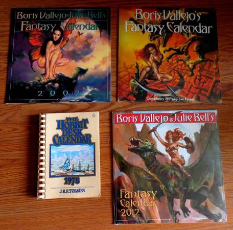 Vallejo (vintage) fantasy calendars & Hobbit desk calendar 1