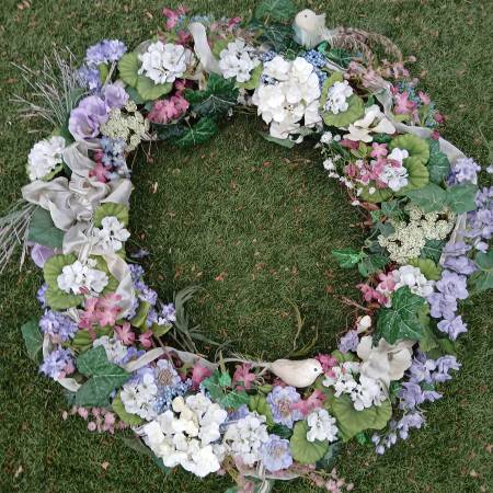 Large Handmade Spring Floral Wreath – 32" Diameter Grapevine 1