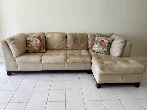 Leather sofa with chaise 2 piece sectional Custom Made-Soft /Comfort 1