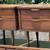 pair of matching walnut MCM vintage STEP END TABLES with inlays 21 thumbnail