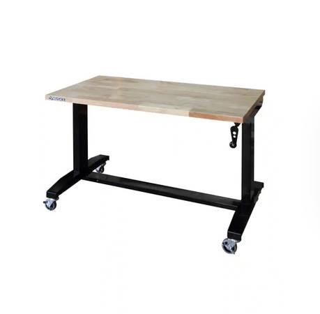 Husky 46 in. W x 24 in. D Steel Adjustable Wood Top Workbench Table 1