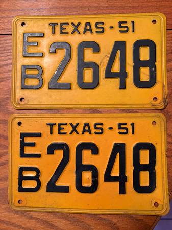 1951 Texas License Plates 1