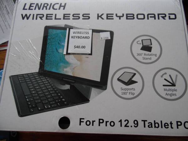 Lenrich Wireless Keyboards for Pro 12.9 Tablets --New in Box-85% Off-- 1