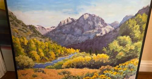 NICK WHITE FRAMED ACRYLIC ON CANVAS JUNE LAKE 28 X 22 SIGNED 1