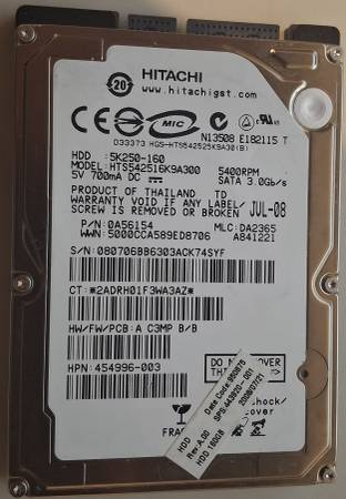 Hard Drive 160GB 2.5" Laptop SATA 1