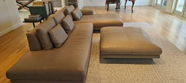 Taupe (grayish) Leather Couch 1