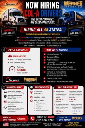 CDL-A TEAM DRIVERS WANTED – FORWARD & WERNER 1