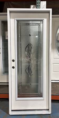 New 32" Full Deco Glass RH Inswing Fiberglass Exterior Entry Door 1