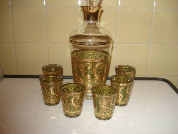 Culver Toledo, MCM Shot cordial set with decanter 1