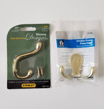 Bright Brass Finish Hooks NIB 1