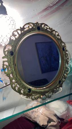 Vintage lighted double sided tabletop mirror 1