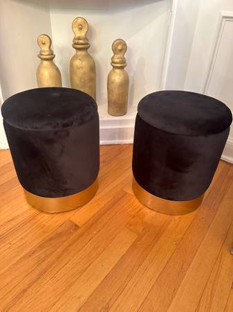 2 new stool black velvet, brushed gold storage. Great for closets too 1