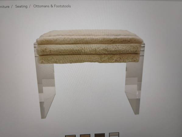 Interlude Lucite  Furry Bench for Vanity 1