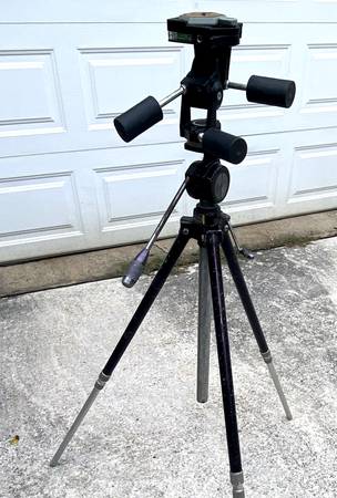 2 Vintage Pro Camera Tripod BOGEN MANFROTTO Head GIZO Photo 1
