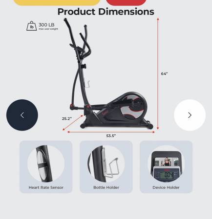 Pro Smart Elliptical Trainer With 15 Levels of Magnetic Resistance New 1