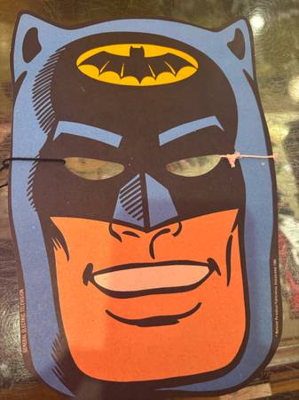 7.5x11 dated 1966 BATMAN ROBIN REVERSIBLE PAPER BOARD MASK. 55.00.  Johanna at A 1