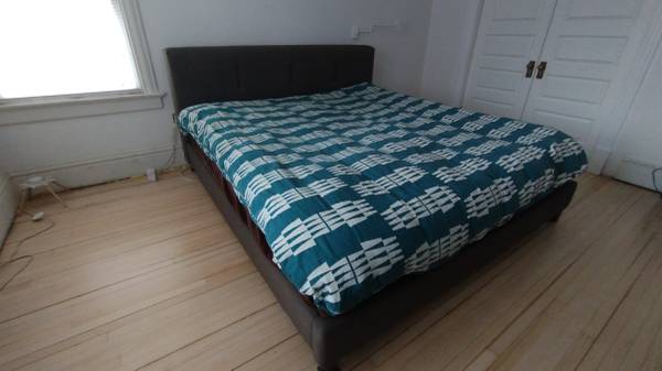 King size Upholstered bed & Dresser 1