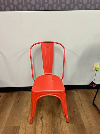 Industrial Metal Dining/Side Chair – Red Powder-Coated Steel - 8 Avail 1