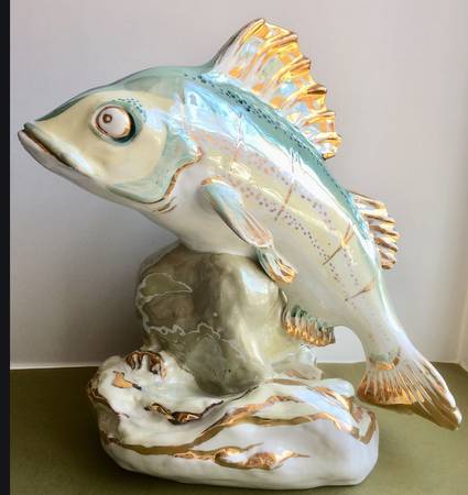 Vintage figurine Russian fish Dulevo porcelain USSR 1955 antique rare 1