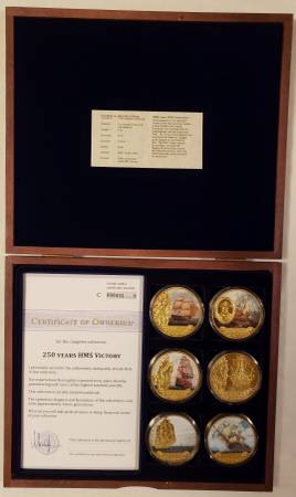 2014 250th HMS Victory 24K Gold-layered Proof Medallion Collection (6) 1