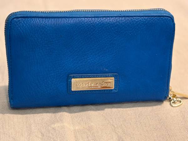 Olivia + Joy Blue Pebble Faux Leather Continental Zip-Around Wallet 1