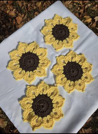 Sunflower Crochet Coasters 1
