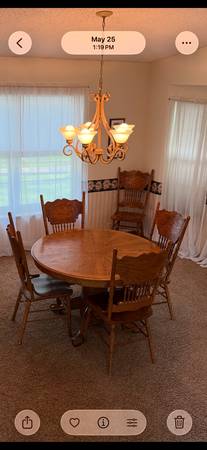 Oak dining table with six chairs 1
