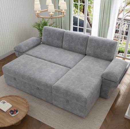 Modern Gray Sleeper Sofa Bed with Storage – Like New 1