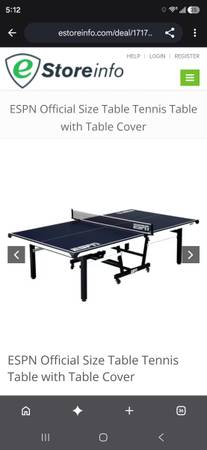 ESPN Official Size Table Tennis Table with Table Cover 1