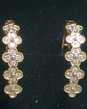 💎 1/2 CtTW DIAMOND 14K YELLOW GOLD Fancy Huggie Hoop EARRINGS 💎 1