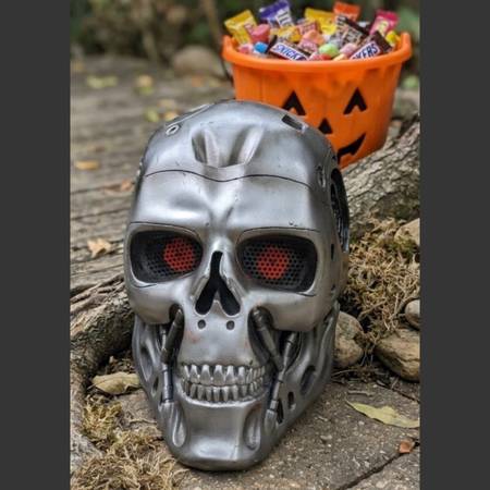 Terminator T-800 Endoskeleton Mask, Gbyork Cyberdyne Robot Prop. Sci-Fi Metallic 1
