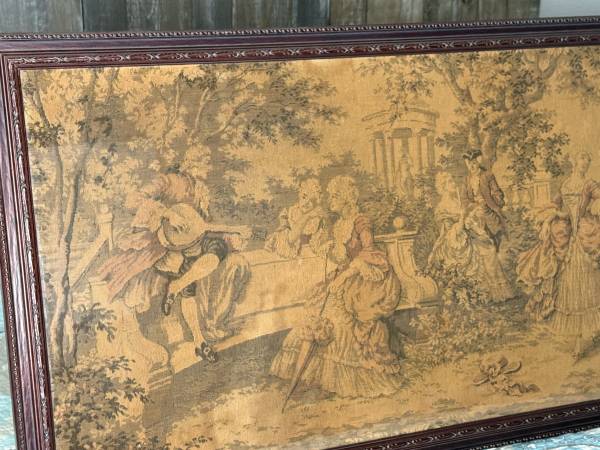 Framed UNKNOWN Tapestry 59 1/2”X21” French? Victorian? - $150 (Riverbank/Oakdale/Modesto)63470293097857123