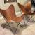Mid-Century Butterfly Chairs (2) leather sling seats and metal frame 3 thumbnail