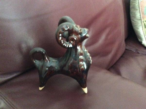 Ceramic brown mountain sheep figurine 1