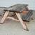 PICNIC TABLE with ATTACHED BENCH SEAT Chair Child Size VINTAGE Wood 1 thumbnail