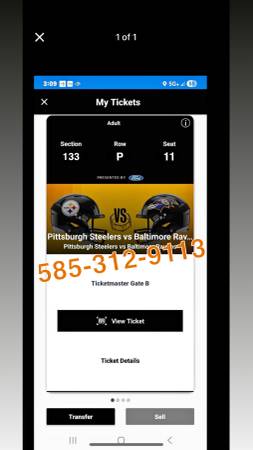 Baltimore Ravens at Pittsburgh Steelers (4+parking) 1