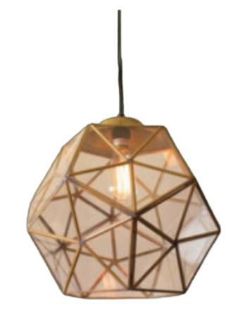 BRAND NEW Glass and Antique Gold Metal Faceted Pendant Light 1