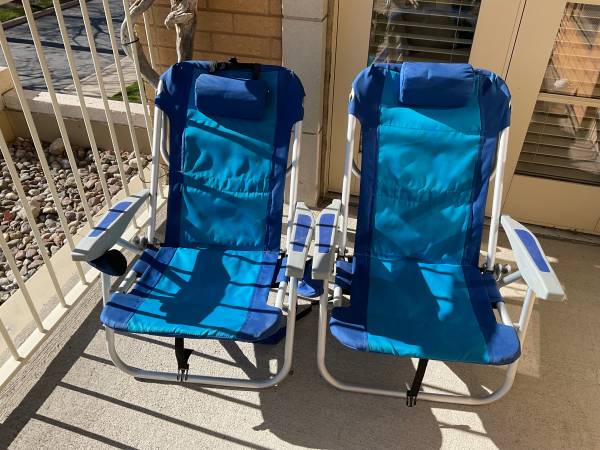 Portable Folding Backpack Beach Chairs (2) 1
