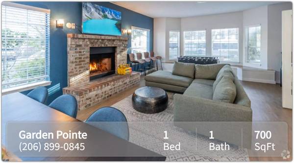 $1,895 / 1br - 700ft2 - Comfortable convenience at Garden Pointe! Washer & Dryer in unit (Seattle)64031312377731120